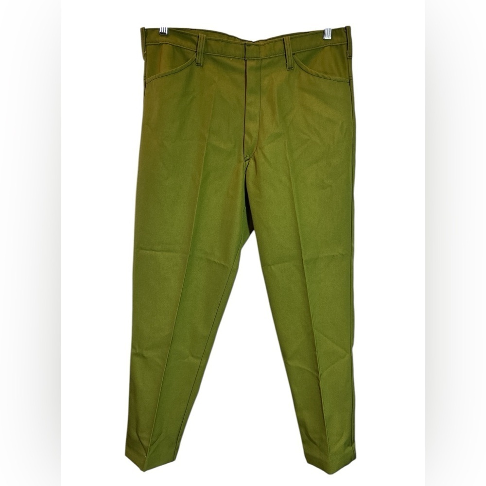 Vintage 1970's Unbranded ArmyGreen Flat Front Pants Men’s 34x28 READ ALL